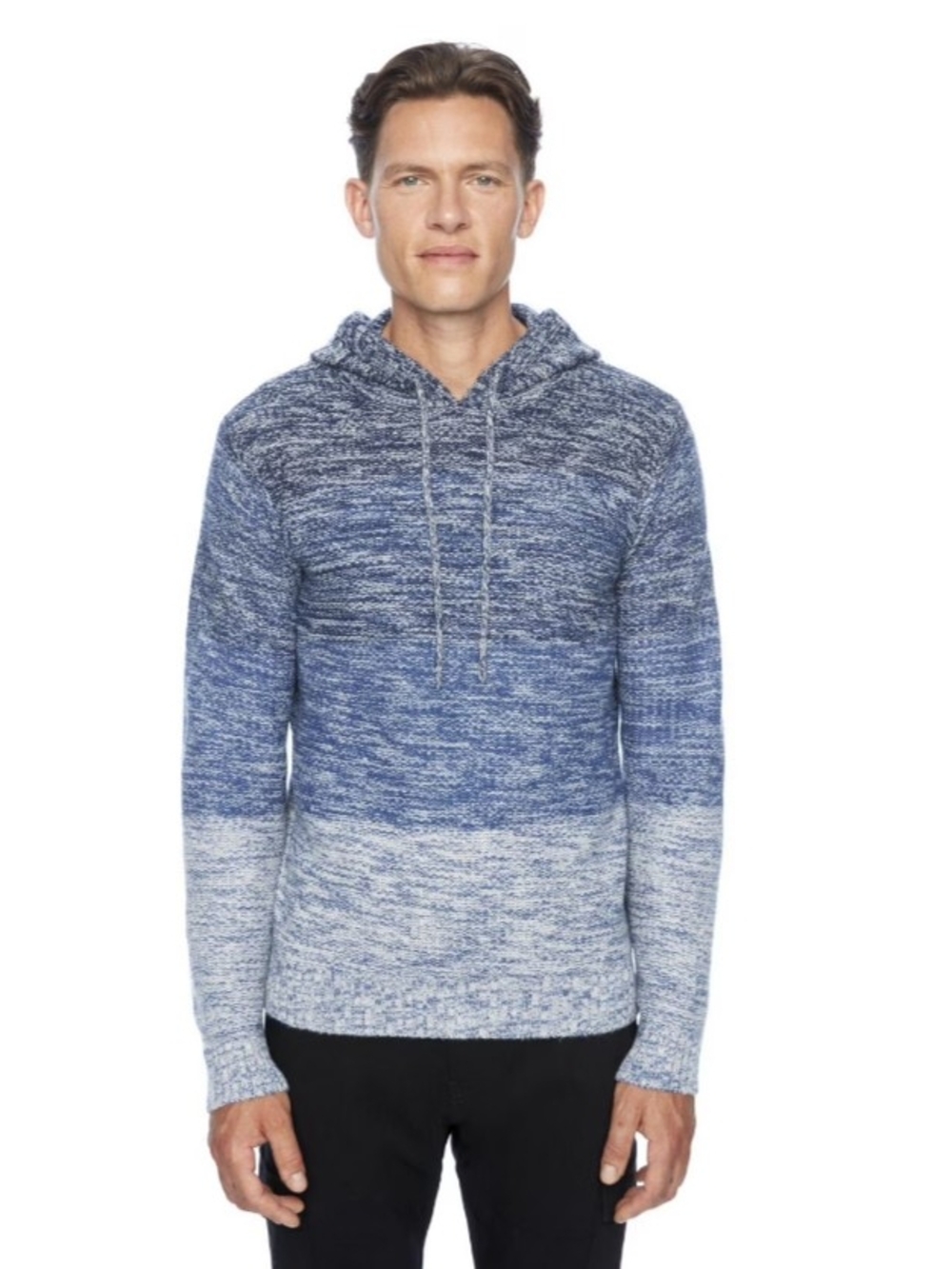 Men's Blue Ombre Knit Hooded Sweater